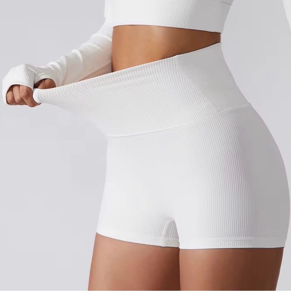 Booty scrunch BBL biker shorts nwot  Women's White High-Waisted Shorts